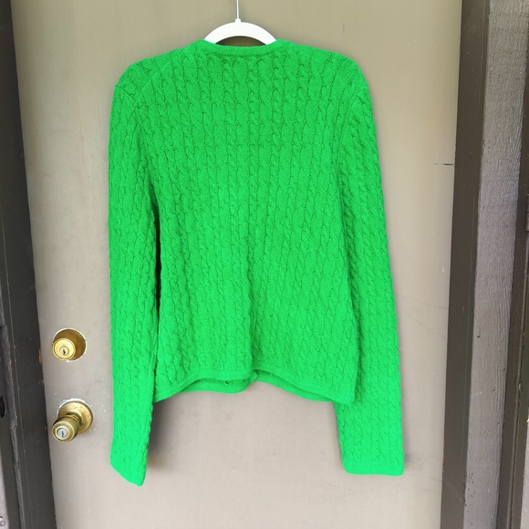 JCrew Green Cable Knit Women's Sweater with Gold Buttons - Picture 8 of 8